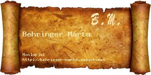 Behringer Márta névjegykártya